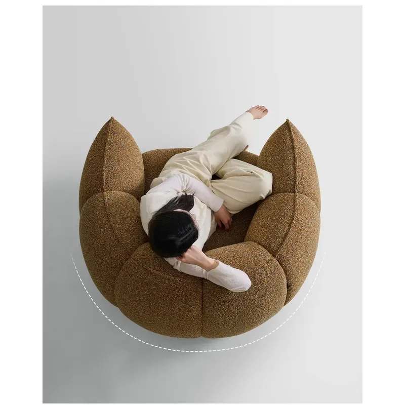 Pumpkin Color Retro Cotton Linen Sofa Cover High Density Sponge Compression Single Parent Child Model for Villa Apartment