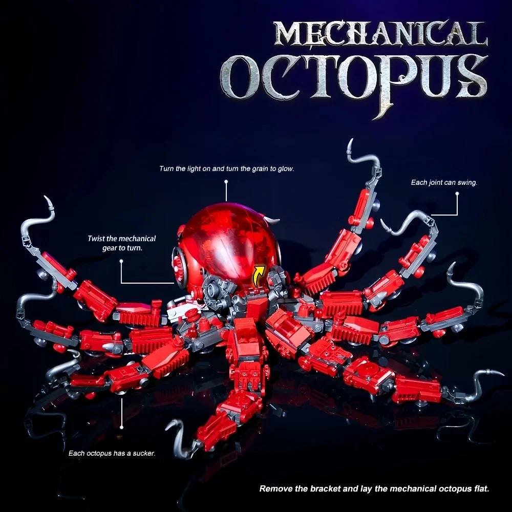 Creativo MOC 882 Uds. Modelo de pulpo mecánico, juego de bloques de construcción DIY, Kits de ladrillos de pulpo Mechs, juguetes para niños, regalos