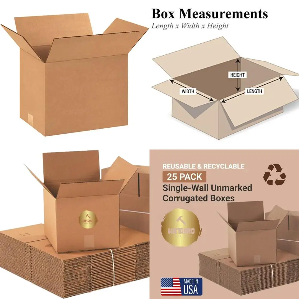 

25-Pack Medium Corrugated Cardboard Boxes for Shipping, Packing, and Storage (15x12x10)