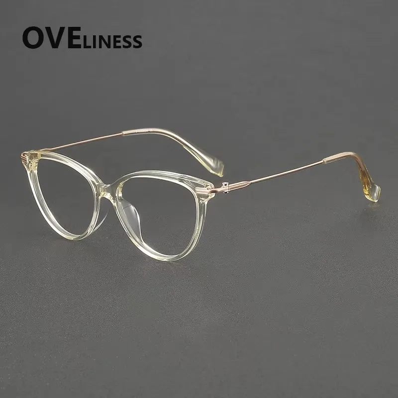 

Оправа для очков из ацетата титана 2026, женская, в форме кошачьего глаза, японский стиль, очки-спектакли