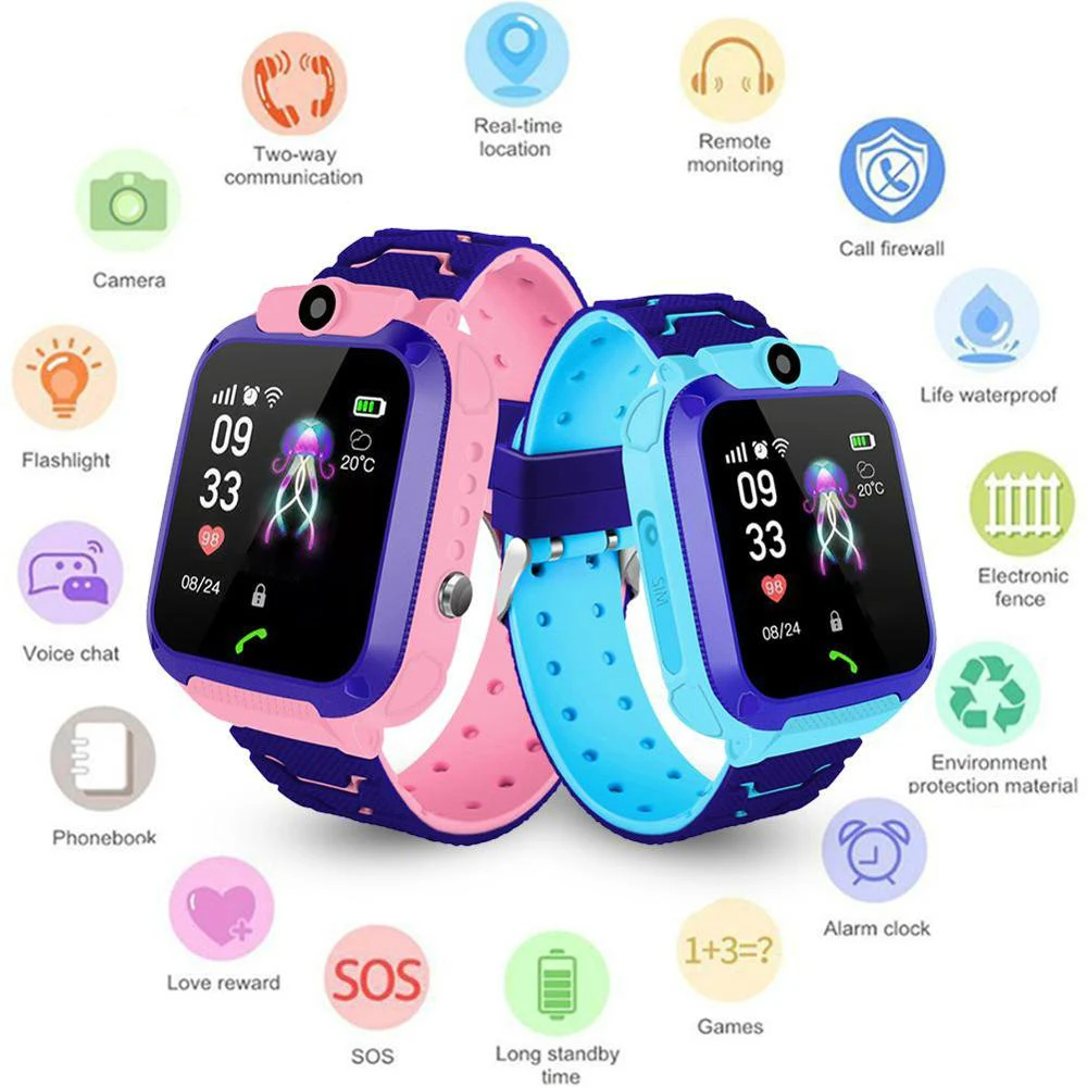 Kinderen Mobiel Horloge Voice Call Sos Locatie Tracker Camera Ip67 Waterdichte Simkaart Kinderen Touchscreen Smartwatch Vakantie Geschenken