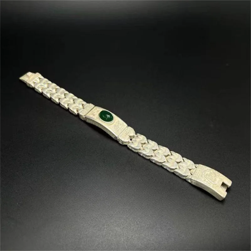 Mai Chuang/Tibetan Silver Ethnic Style Retro Doing Old Inlaid Gemstone Bracelet Bangle Men AndWomen Fine Jewelry Fashion Gift