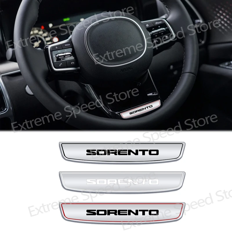 Auto Metal Sorento Logo Emblem Decor 3D Car Steering Wheel Center Console Interior Sticker Decal Accessories