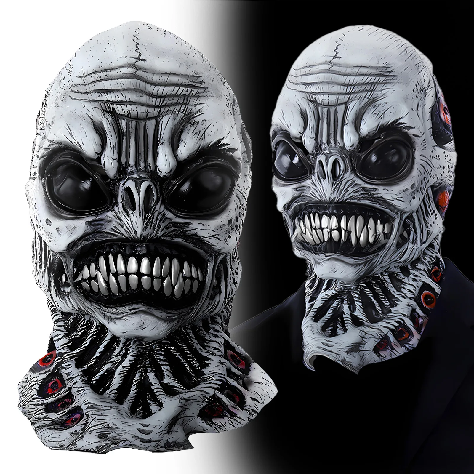 Eng Buitenaardse Monster Volledig Masker Latex Kostuum Volwassen Halloween Horror Masker Voor Mannen Vrouwen