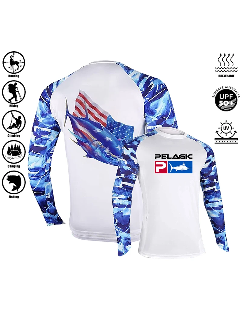 

PELAGIC Fishing Shirt Summer Sun Protection Breathable Casual Outdoor Cycling Camping Mountain Climbing Long Sleeve Men's Hoodie