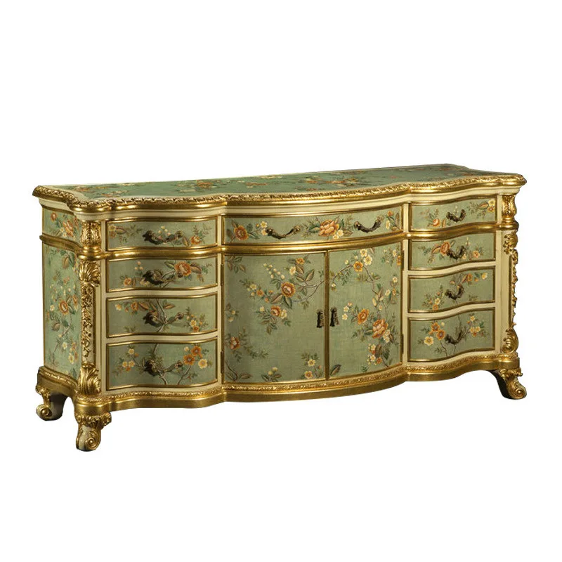 French court mahogany art hand-painted decorative locker heavy industry engraved living room 1.8 meters porch cabinet