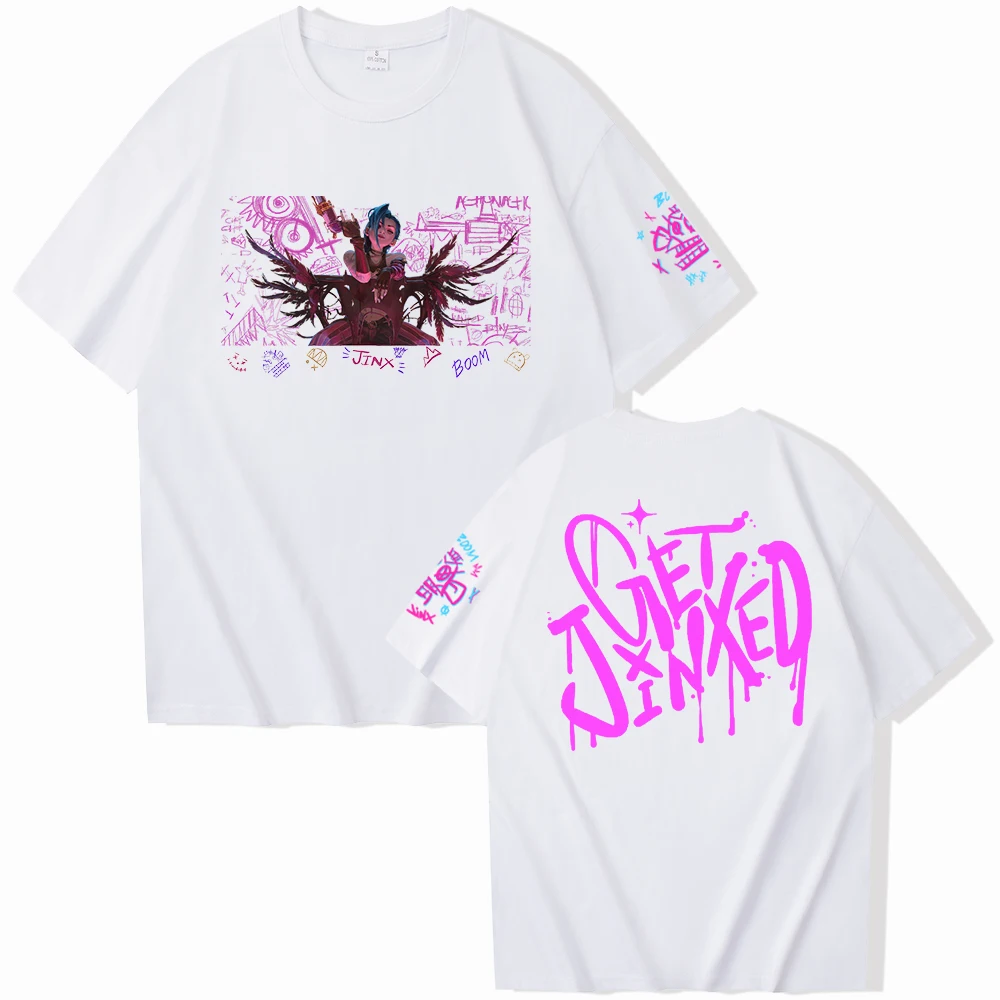 Jinx Arcane Graffiti Art T-shirt O-Neck Short Sleeve Shirts Fans Gift