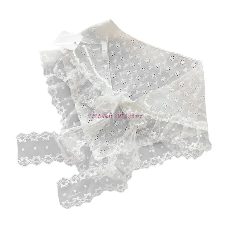 49me 여자 넥타이 사이드 프릴 미니 앞치마 스커트 레이스 커버 업 삼각형 사롱 랩 스카프