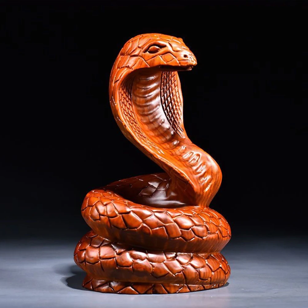 

Hand Carved Wooden Snake Sculpture Exquisite Home Office Decor Wisdom Luck Symbol Chinese Zodiac 2025 Wood Figurines