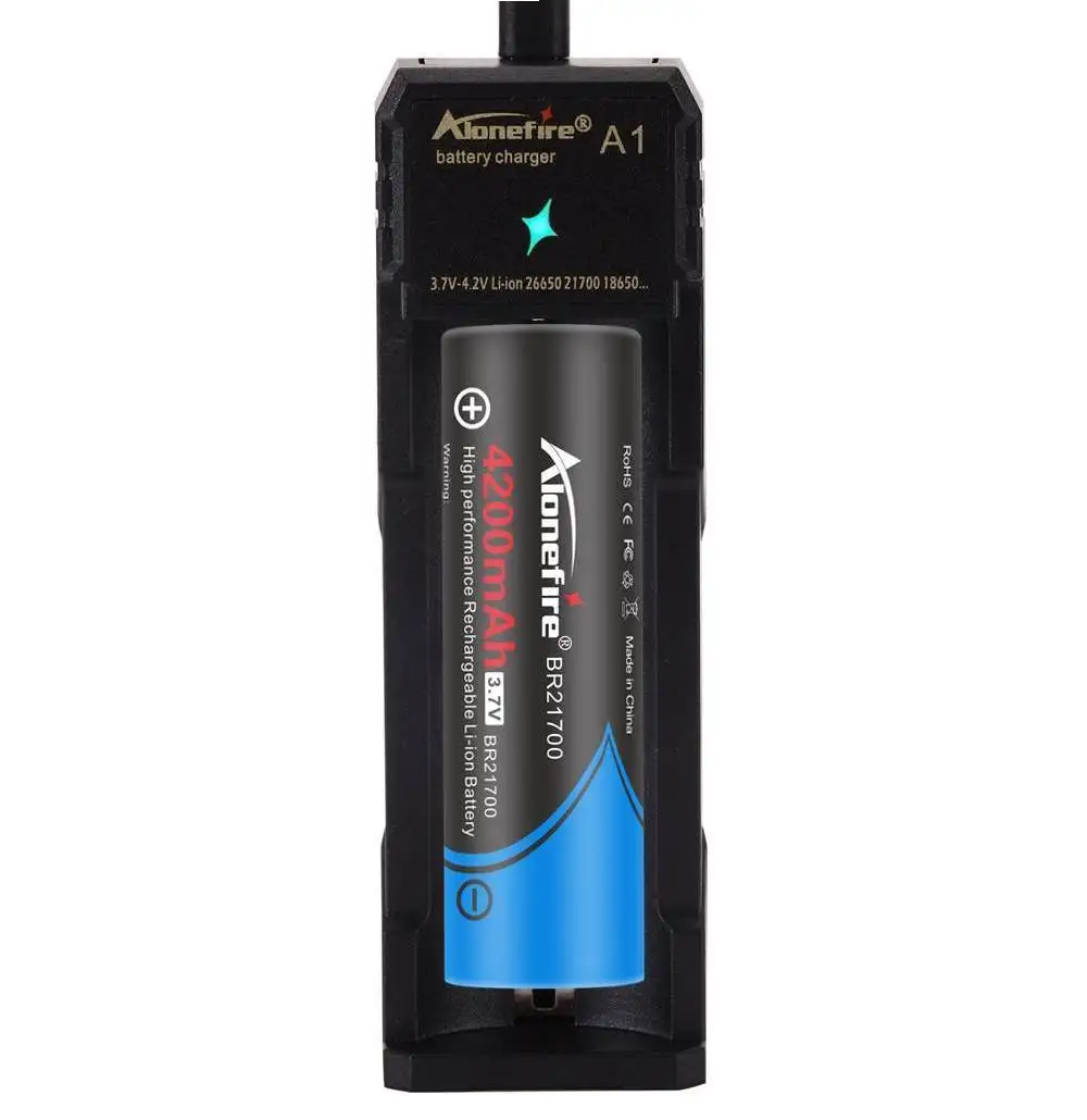 Alonefire A1 USB Charger 3.7V Rechargeable Flashlight Headlamp Torch Li-ion Battery Charger for 18650/16340/14500/21700/26650