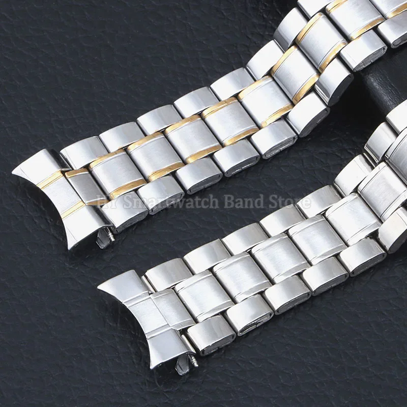 20 مللي متر 22 مللي متر الفولاذ المقاوم للصدأ المعصم الفرقة ل Seiko ل رولكس منحني نهاية سوار للطي مشبك الرجال النساء حزام ساعة اليد اكسسوارات