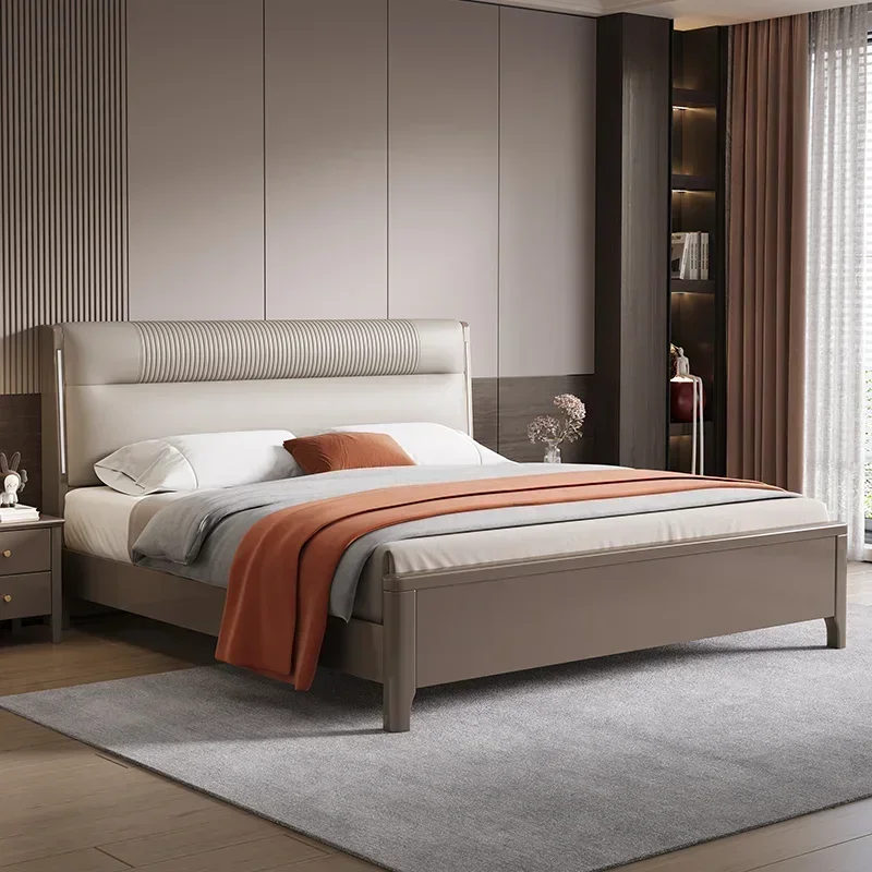 Simple Elegant Tall Bed Double Queen Pretty Bedroom King Frame Bed Luxury Lit Pliable Modern European Beliche Trendy Furniture