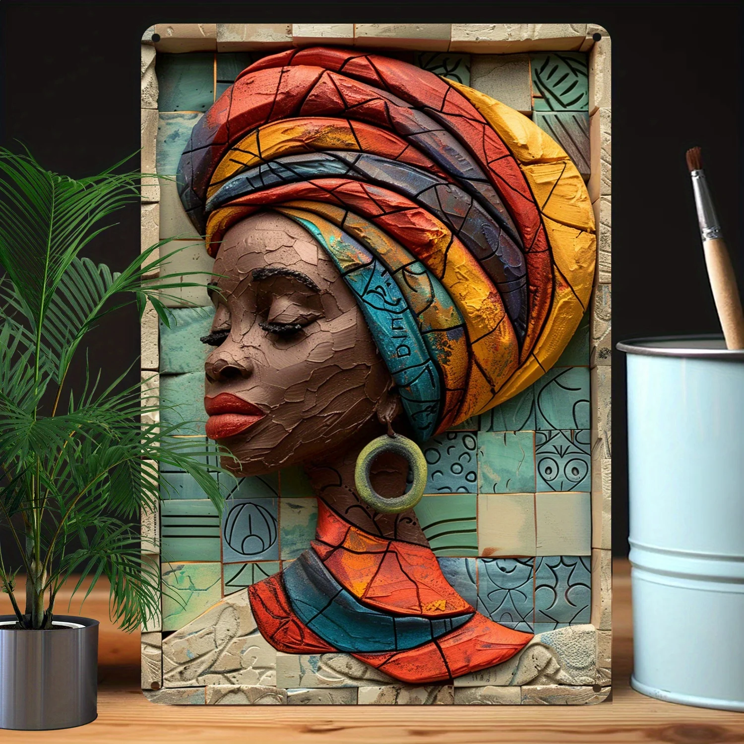 

African Culture Themed 2D Sign, High Bending Resistance, Vintage-Inspired Wall Art for Home, Gym, Bathroom - Decorative Plaque