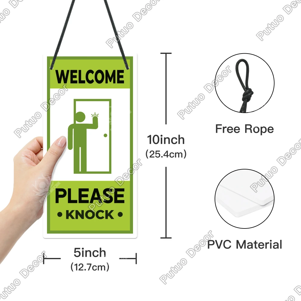 Putuo Decor 1pc PVC Double-sided signage, Do not disturb Thank you Welcome knock Thank you, home office clinic plaque ，gift