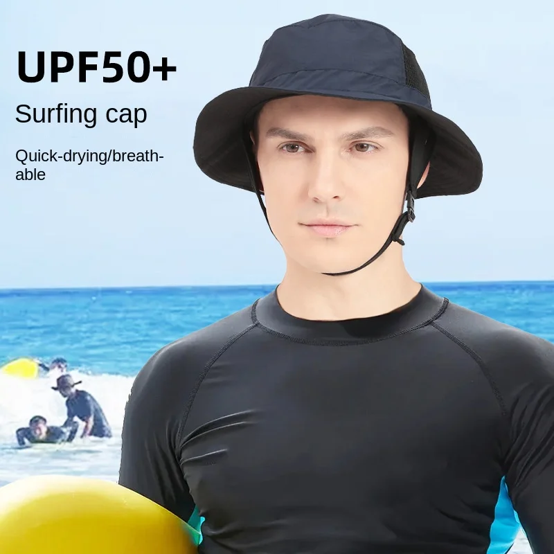 Surfing Cap Wide Brim Sun Hat Foldable Hike Fishing Hat Men Women UPF50 + Surfing Sunscreen Fisherman Hat