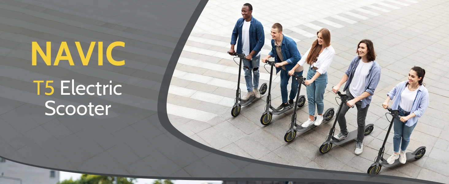 NAVIC T5 Electric Scooter 350W 19MPH APP Smart Control Scooter 8.5inch Solid tire Folding E-Scooter 22Miles Max Range for Adult