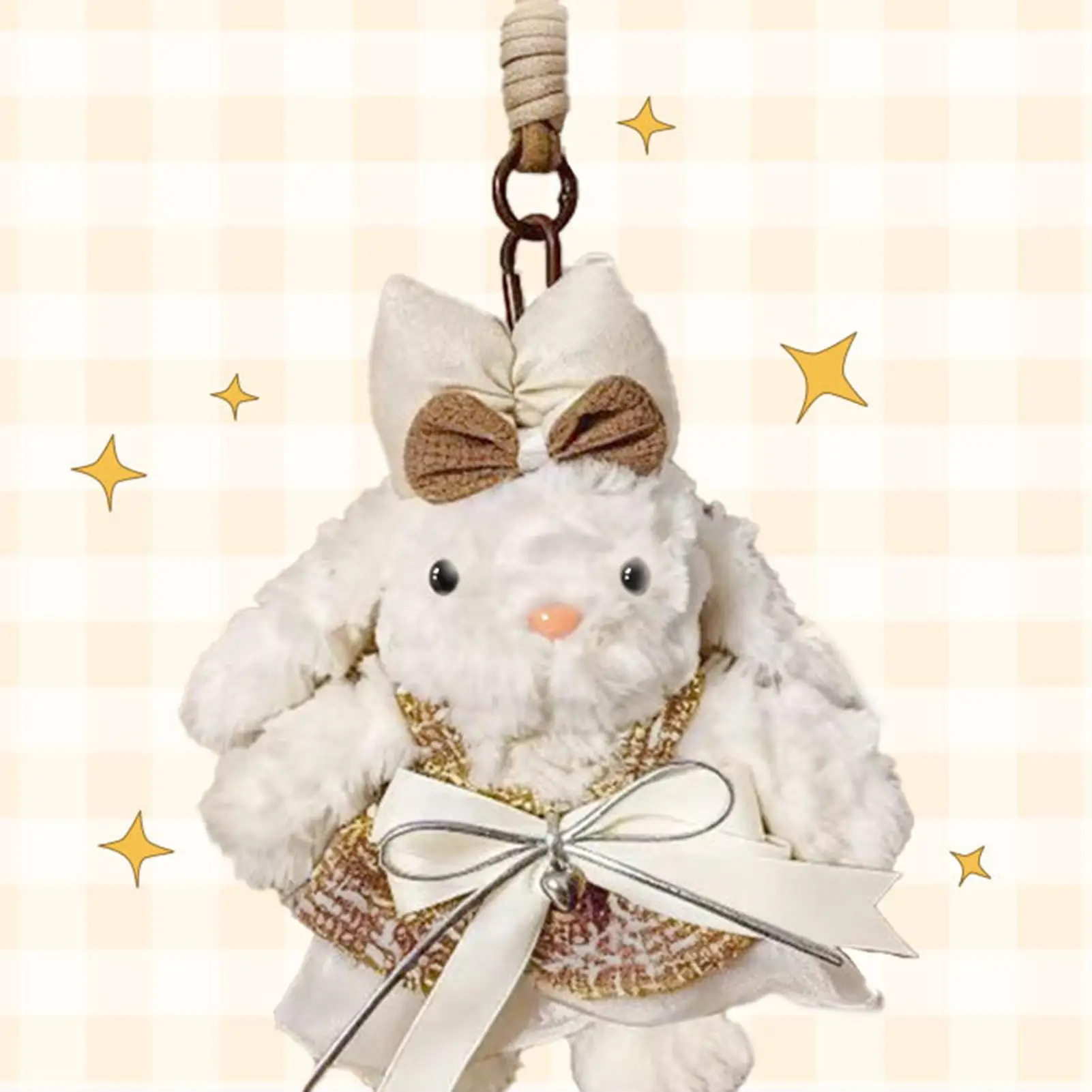 Portachiavi Coniglietto 8.2 Pollici, Simpatico Portachiavi Animale con Vestiti Staccabili, Portachiavi in Peluche per Auto, Zaino, Borsa, Portafoglio, Cartella