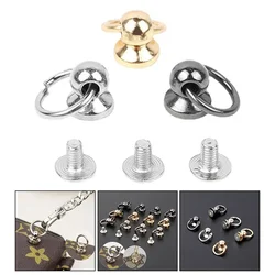 10pcs Metal Ball Post With O Ring Studs Rivets Nail Screwback Round Head Spots Spikes Leather Craft Phone Case Decor Accessories