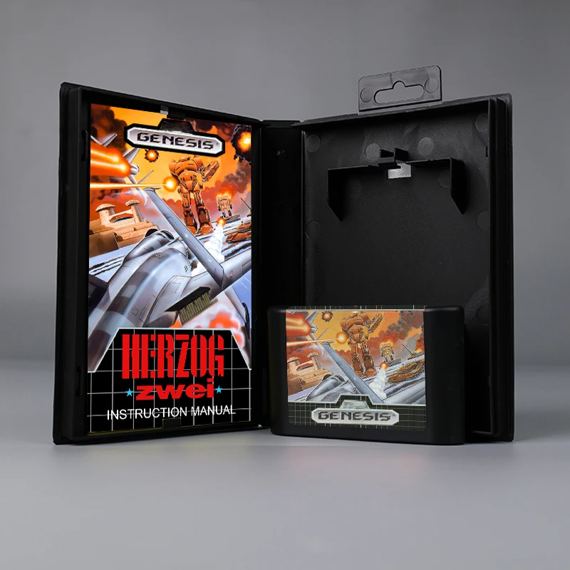 

Herzog Zwei USA or EUR cover 16bit MD game card with box with manual for Sega Genesis Megadrive console