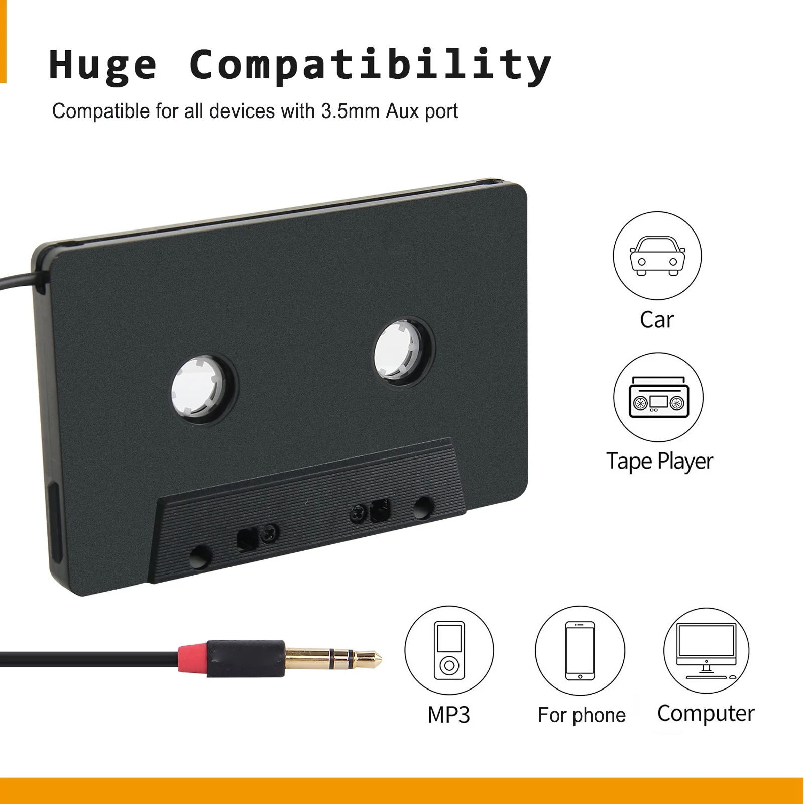 Adaptador de Cassette de Audio para coche de 3,5mm a Aux, reproductor de cinta de Cassette de salida estéreo de 4 canales, adaptador de cinta de Cable auxiliar de 3,5mm