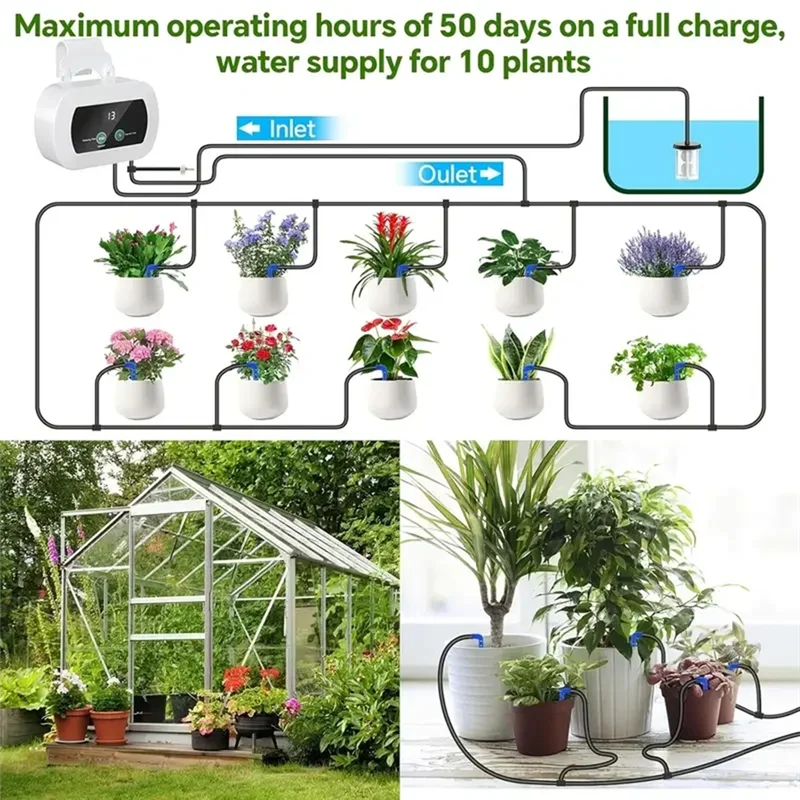 ABBO-USB Drip Irrigation System Automatic Watering System With Custom Schedule Watering Timer For Potted Plants