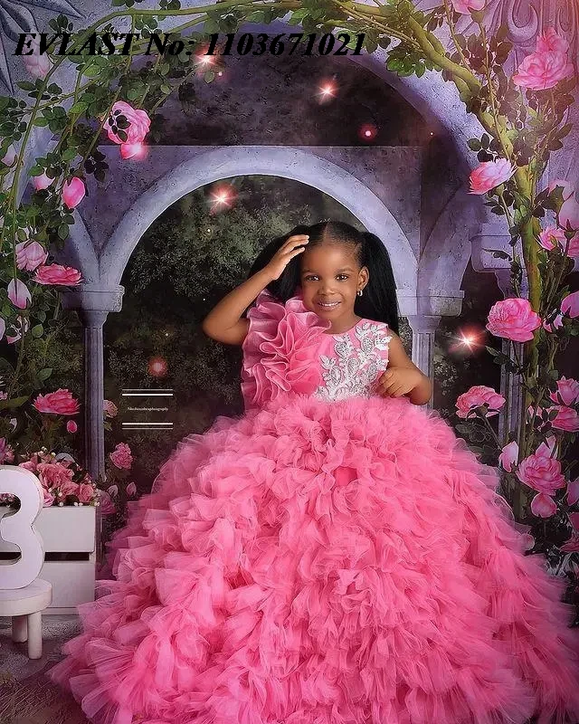 EVLAST vestido de flores rosas para niñas pequeñas, vestido de Organza para bodas, desfile de quinceañera, vestido de primera comunión, FD08