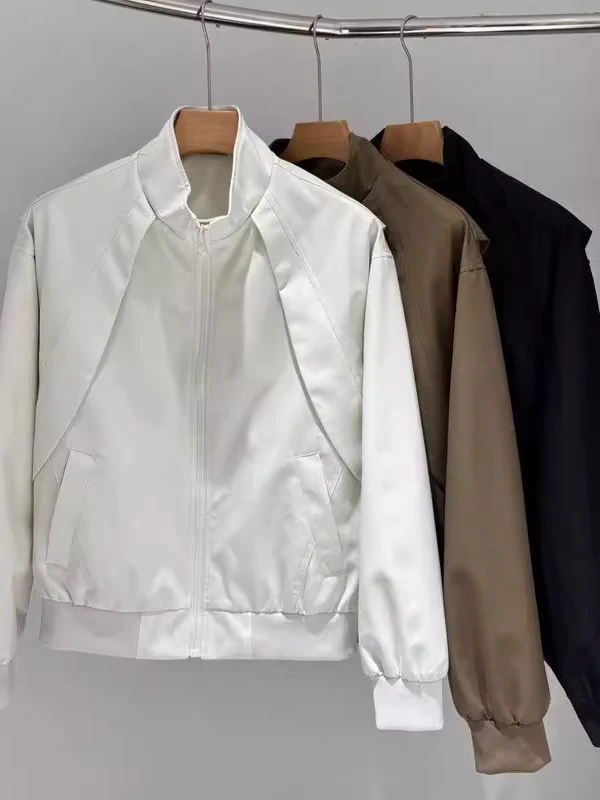 

Мужская повседневная куртка-бомбер цвета хаки в американском деконструированном стиле, уличная, с флисовой подкладкой, на молнии, для активного отдыха