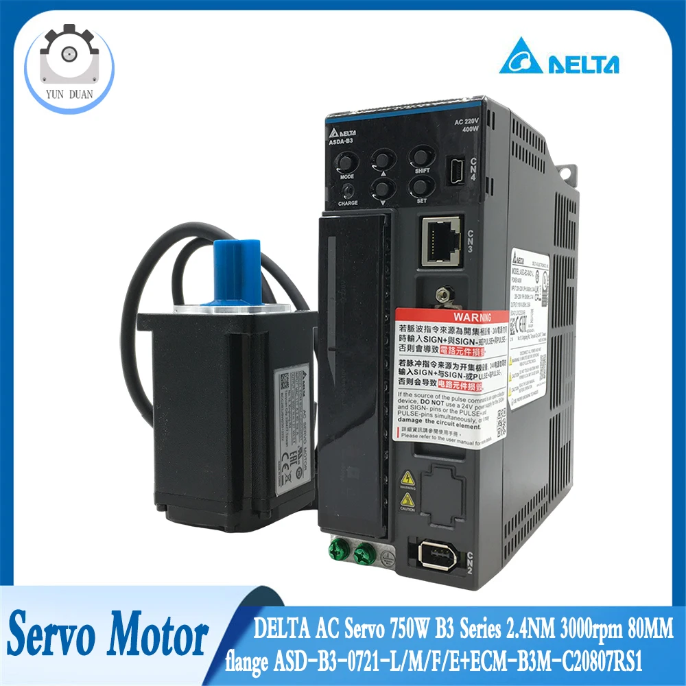 

DELTA AC Servo 750W B3 Series 2.4NM 3000rpm 80MM flange ASD-B3-0721-L/M/F/E+ECM-B3M-C20807RS1 24bit CANopen,RS-485,EtherCAT