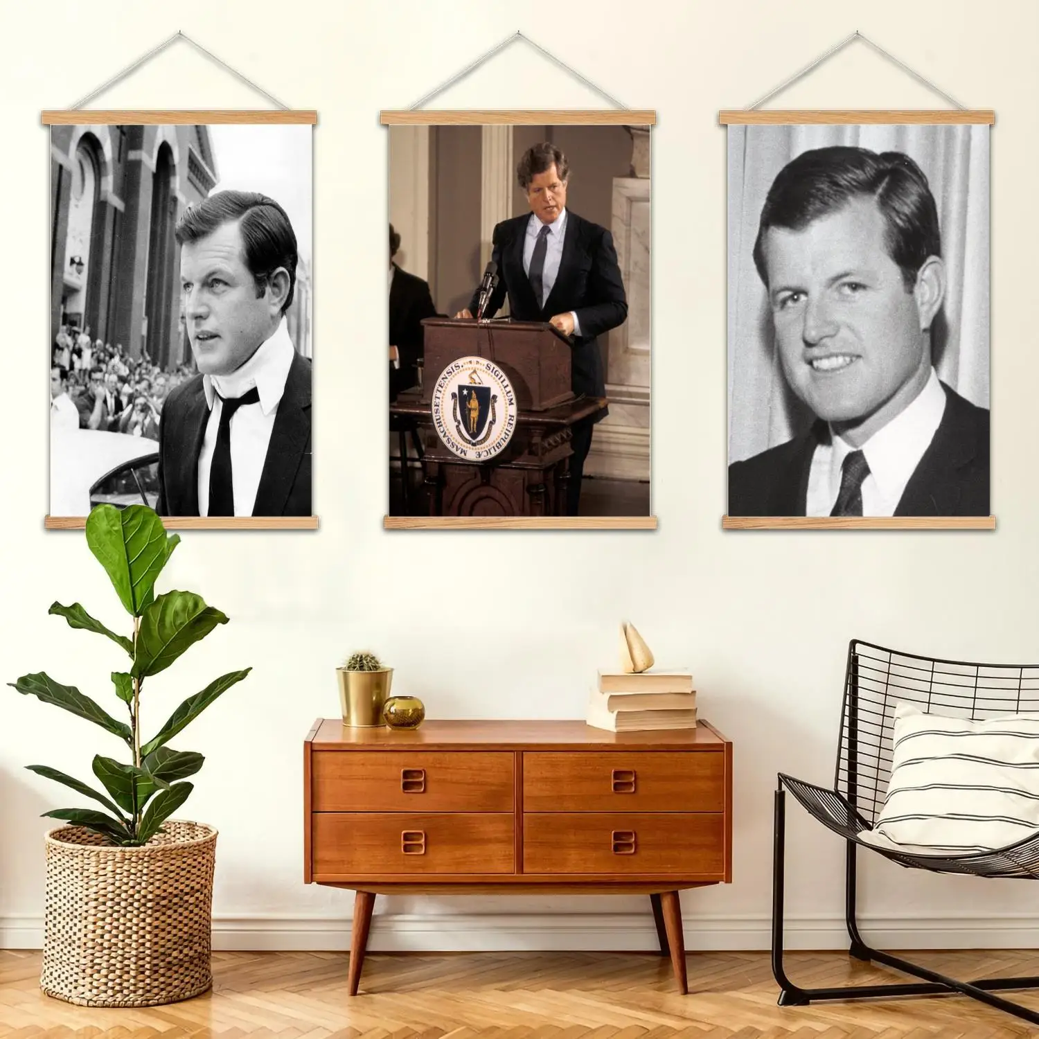 Ted Kennedy Framed Wall Painting Canvas Art Poster and Wall Art,  Modern Family Bedroom Decor,Decorative painting