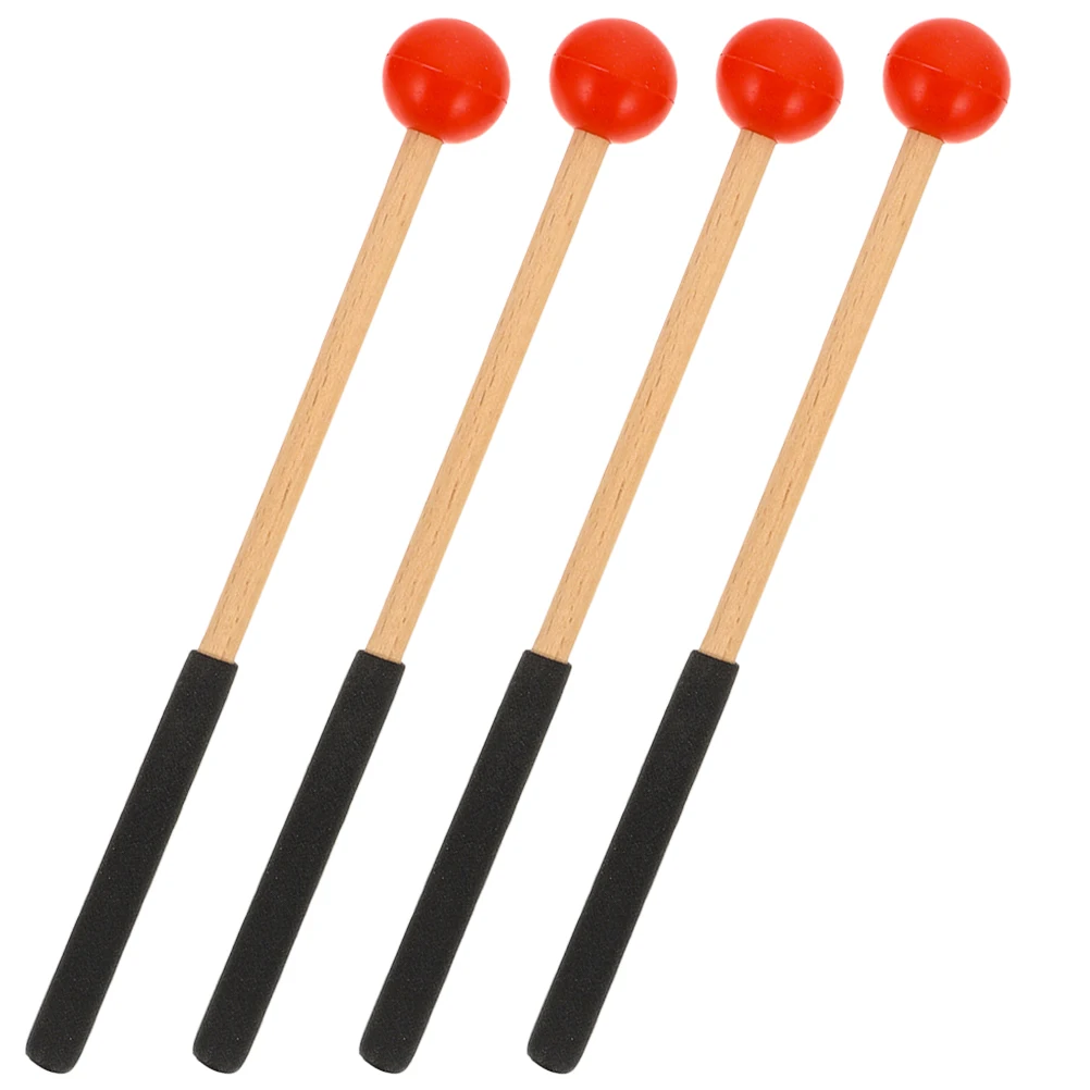 

2 Pairs White Red Wood H Xylophone Mallets Drumsticks Rubber Steel Tongue Marimba Wood Block Percussion Instruments Musicians