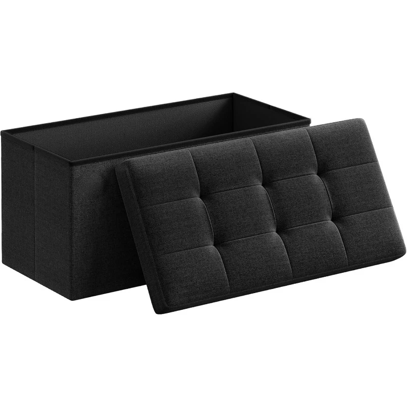 

30 Inches Folding Storage Ottoman Bench, Storage Chest, Foot Rest Stool, Black ULSF047B01