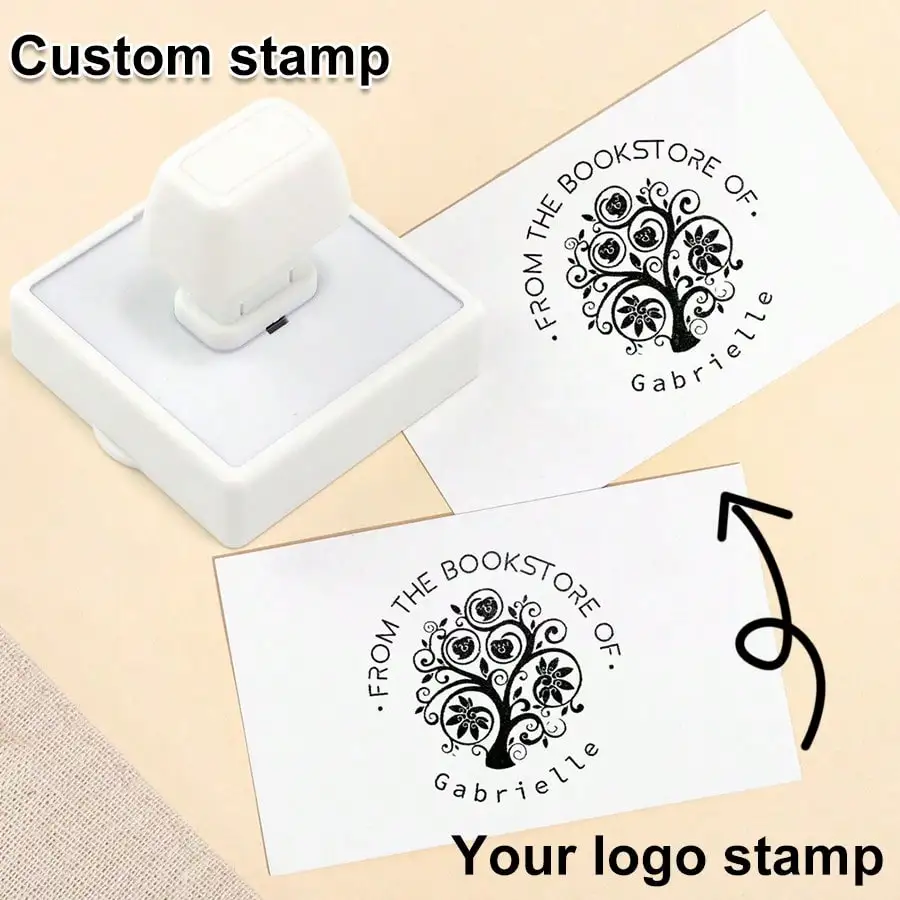 

Custom Rectangular Stamp, Large Print Area. Perfect for Packaging, Office, School & Wedding Favors. Ideal Gift. Pro Quality.