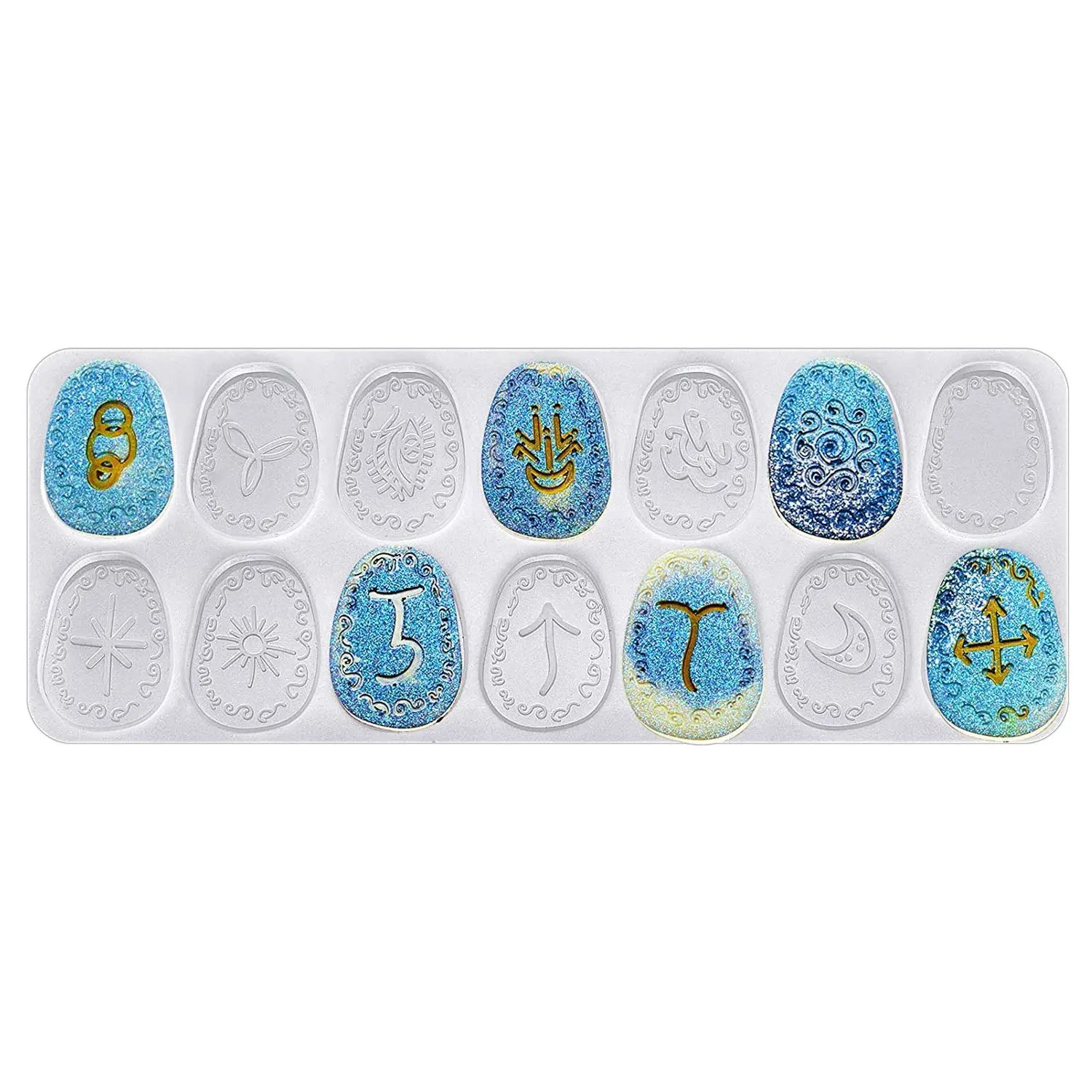 MALL Witch Rune Resin Mold Symbol Rune Letter Silicone Mold DIY Symbol Word Resin Mold Epoxy Casting Resin Charm Mold 1 Pcs
