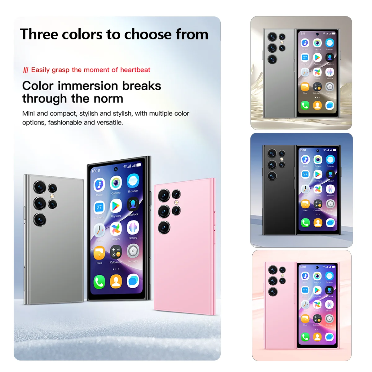 ONEMYTH S25 Pro Mini Smartphone 3G Network Dual SIM Play Store 4.0 Inch HD Display 2000mAh 2GB+16GB Add 64GB TF Card Android 8.1
