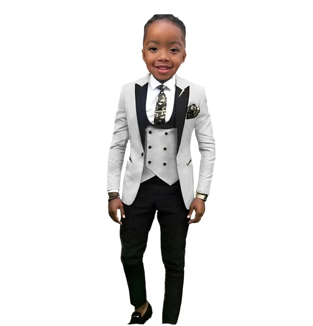 Boys Suits Jacket Pants Vest 3 Piece Set Formal Wedding Tuxedo Fashion Clothes for Kids Peak Lapel Blazer Child