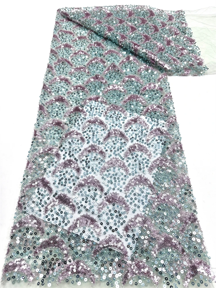 

Элитная африканская кружевная ткань с пайетками и бисером 2026, высококачественное кружево, 5 ярдов, французское кружево, нигерийские сетчатые кружевные ткани для вечеринок