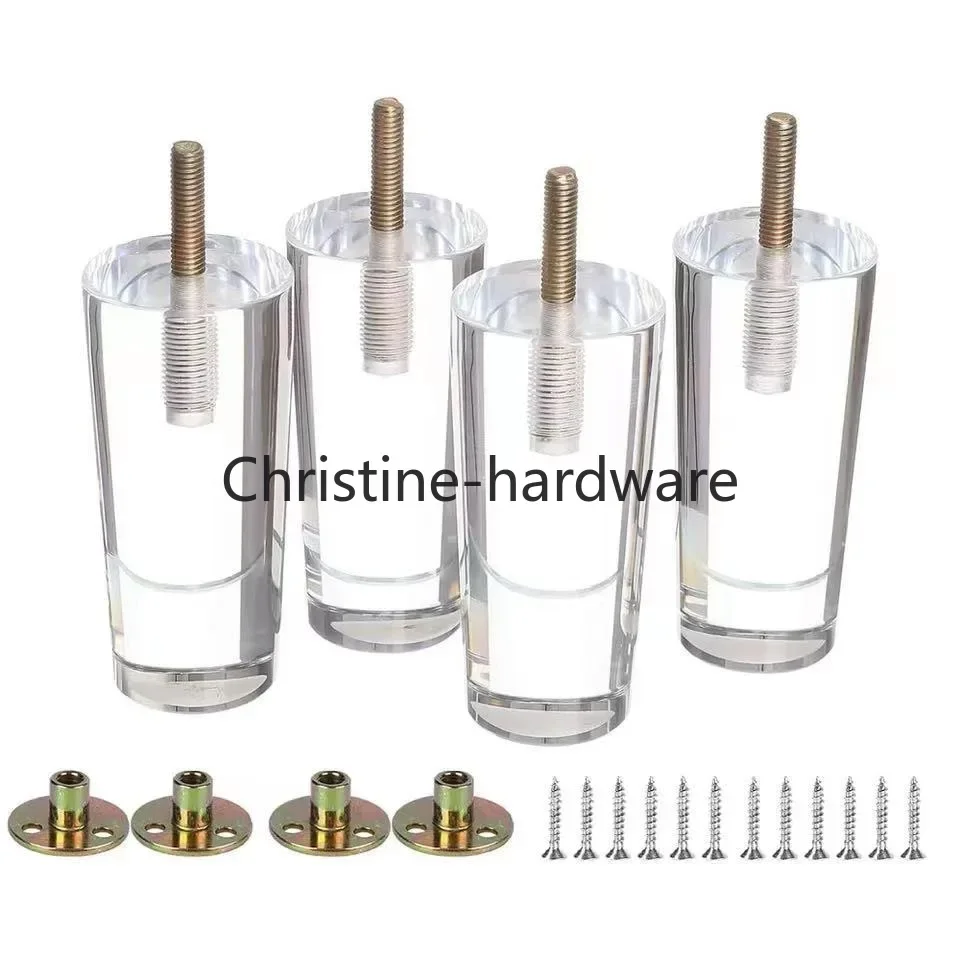 

4Pcs Clear Acrylic Sofa Legs DIY Round Replacement Furniture Legs for Cabinet Dressser Couch Ottoman Footstool TV Stand