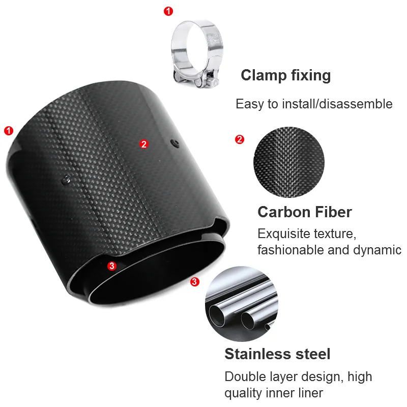 4 Pcs Carbon Fiber Exhaust Tips For BMW F87 M2 F80 M3 F82 F83 M4 Exhaust Pipe ID 70mm Inlet Muffler Nozzle Exhaust System