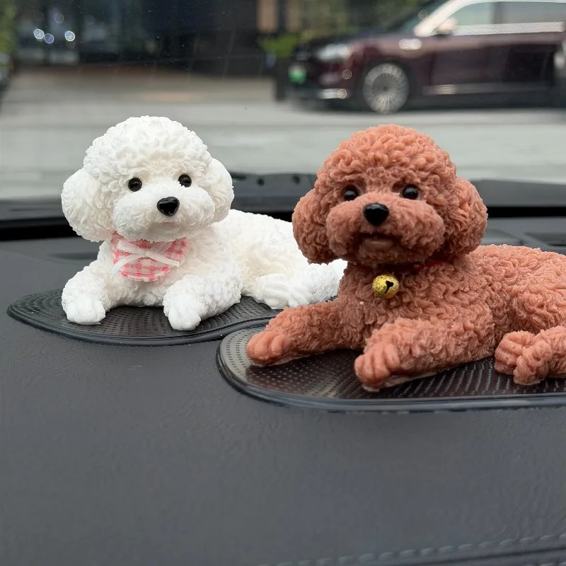 Car Decorative Silicone Teddy Dog  Simulation Pet Accessories Gadget Holder Center Console Automobile Decoration New
