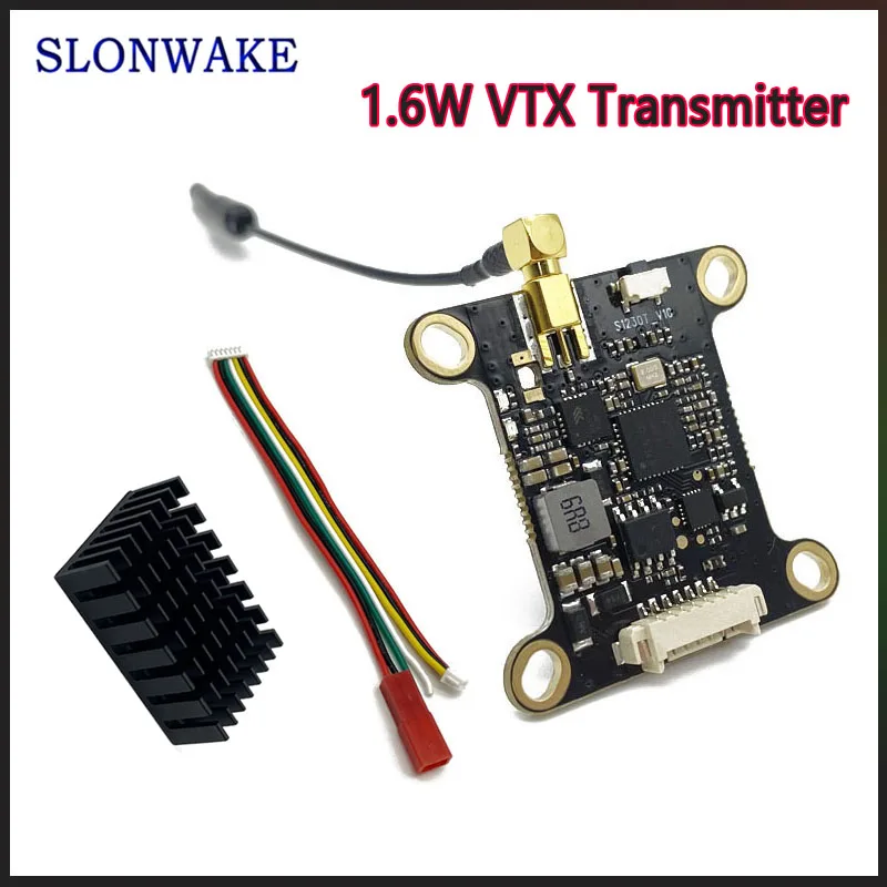 SLONWAKE 5,8 Ghz 48CH 1,6 W transmisor VTX de alta potencia 1600 mW transmisión en tiempo real de señal analógica ajustable, UAV de ala fija RC