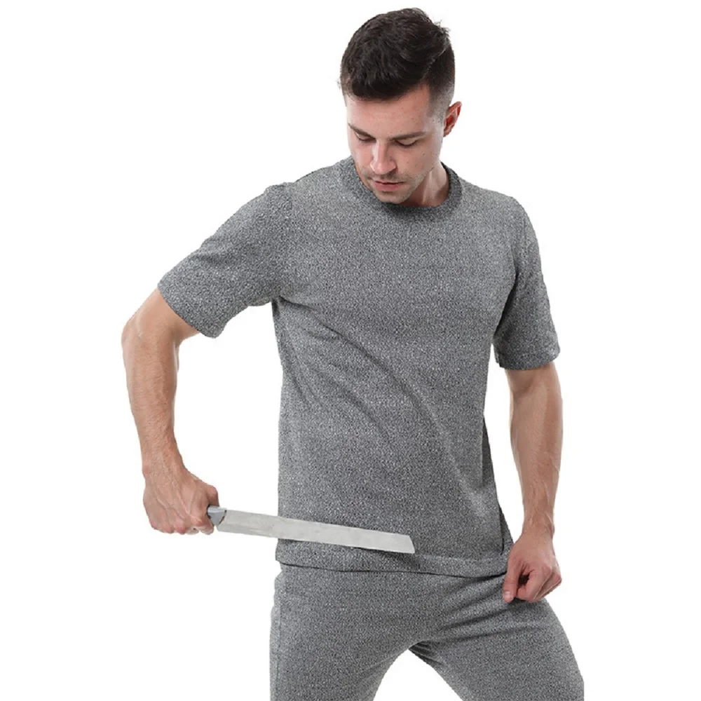 Cut Resistant Level 5 Knit Crew Neck Short Sleeve Lightweight  Safety Can Pass Security Checks  Anti-cutting