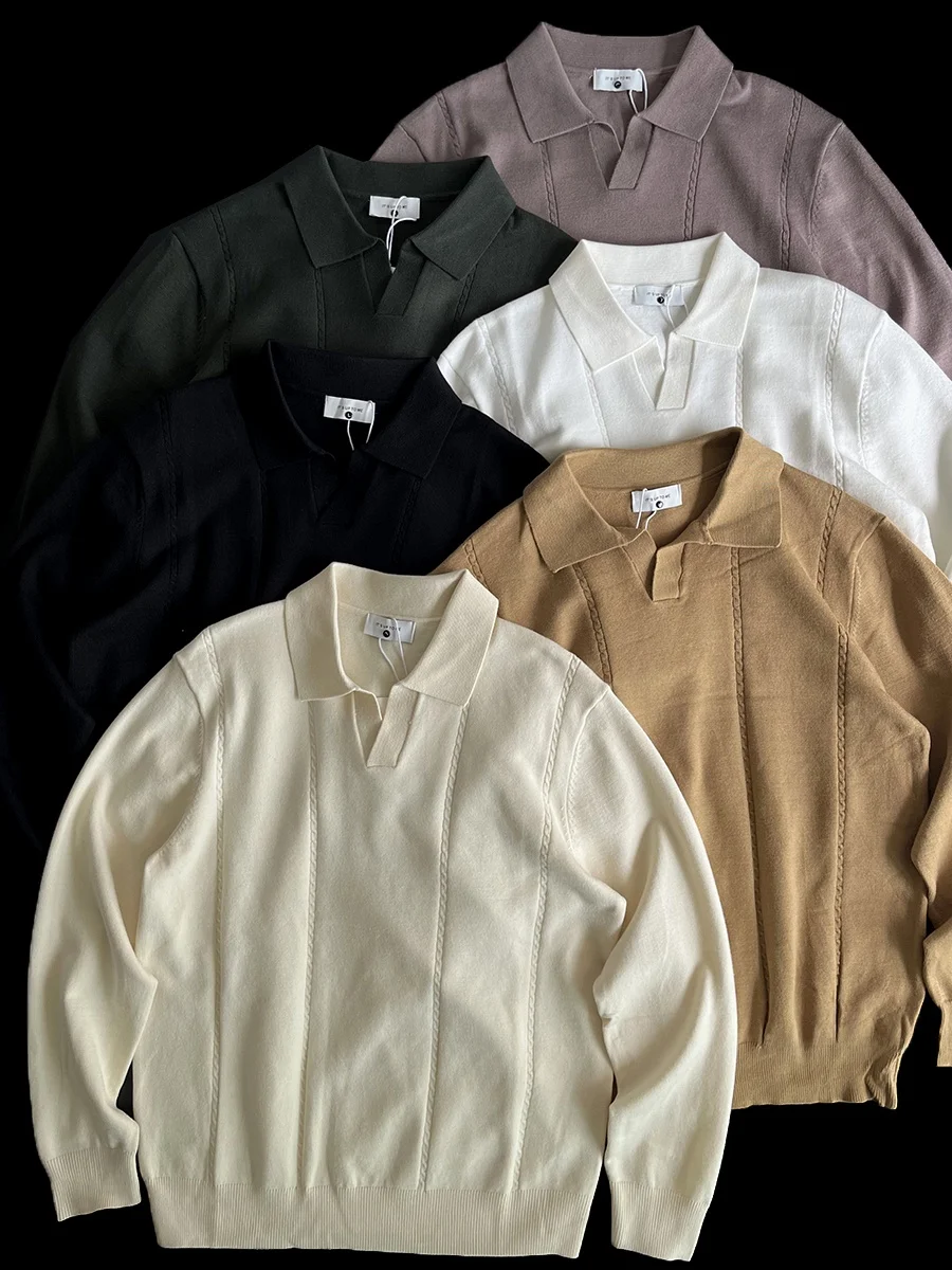 

Мужской вязаный свитер в американском стиле, повседневный, свободного кроя, с воротником-стойкой, базовый слой, модный осенне-зимний трикотаж