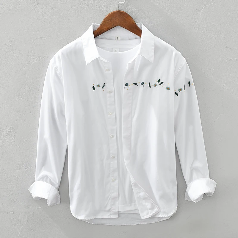 New Designer Embroidery Long-sleeved Casual Trend Cotton Shirts For Men Brand Fashion Comfortable Tops Clothing Camisa Masculina