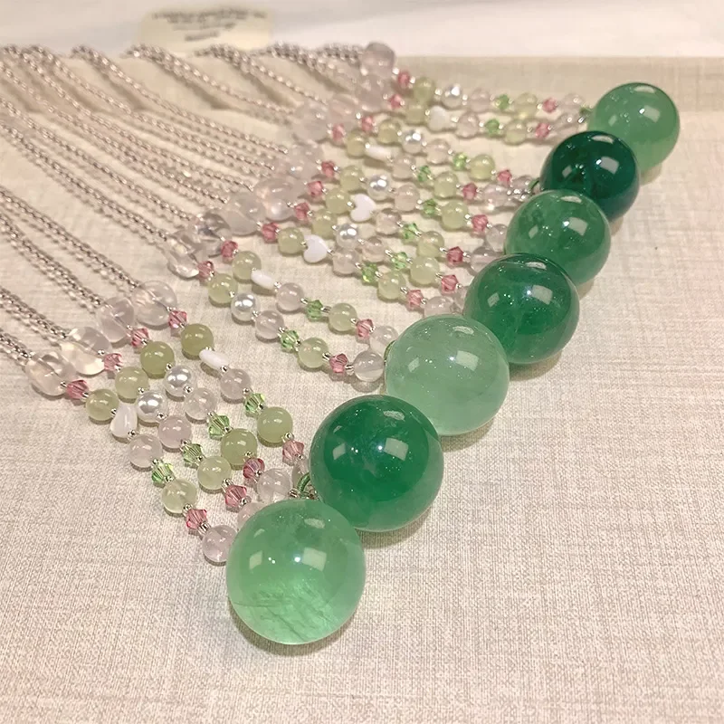 Crystal necklace, natural lily stone 20MM sweater chain, light luxury niche neck chain, Valentine's Day gift stacking