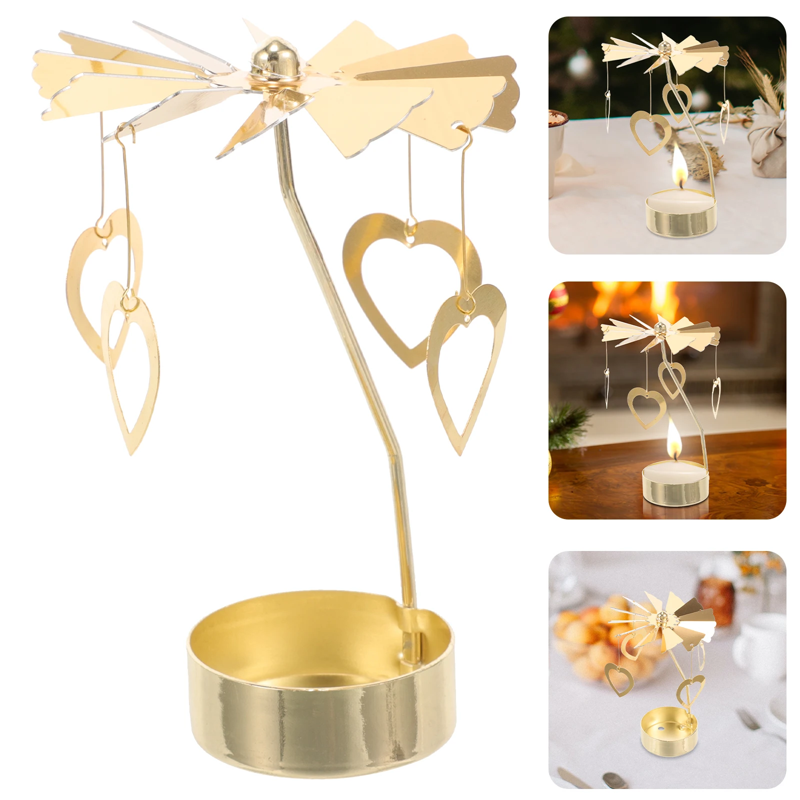 

2Pcs Creative Rotating Candleholder Iron Candlestick Xmas Party Decor Romantic Accessory Rotating Candlestick