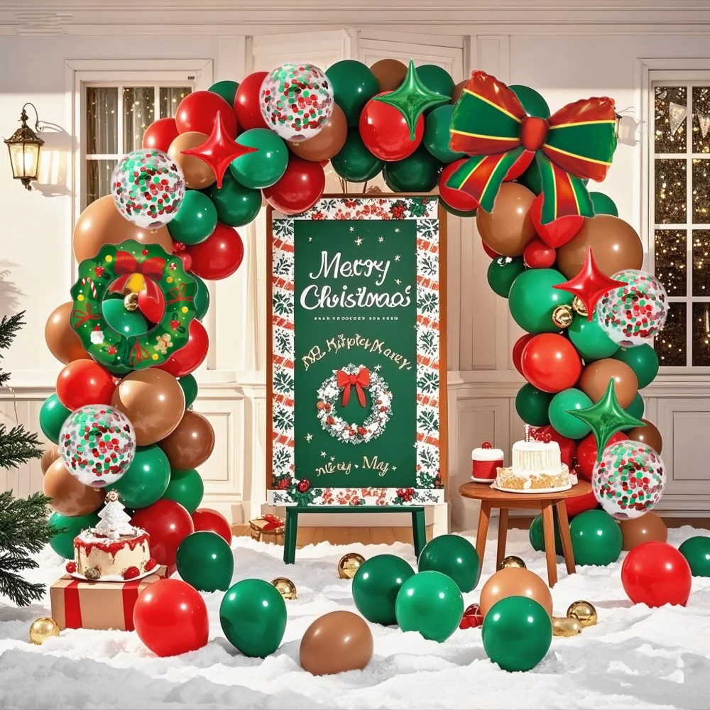 133 Stück Bogen Blumenkranz Weihnachten Ballon Bogen Kranz Set Festival Supplies Weihnachtsfeier Dekoration Fotohintergrund