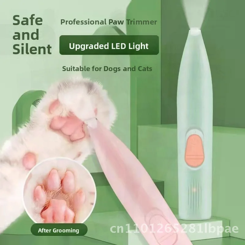 Tagliacapelli elettrico per piedi da barba per cani e gatti Tagliacapelli silenzioso per pedicure con artiglio per gatti con batteria ricaricabile a LED