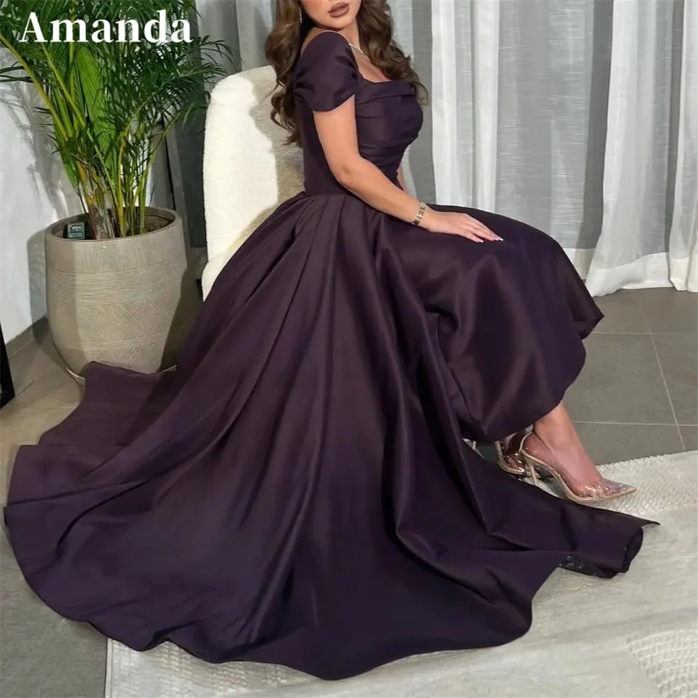 

Amanda Sexy Dark Purple فساتين السهرة Mermaid Prom Dress Silk Trumpet Vestidos De Noche With Train Elegant فساتين مناسبة رسمية