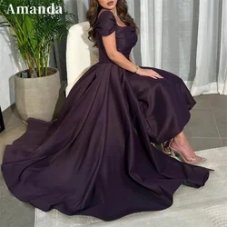 Amanda Sexy Dark Purple فساتين السهرة Mermaid Prom Dress Silk Trumpet Vestidos De Noche With Train Elegant فساتين مناسبة رسمية