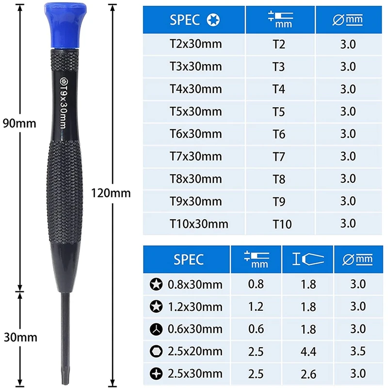 Magnetic Torx Chave De Fenda Kit Precisão Chave De Fenda Set com Flathead Phillips Mini Chaves De Fenda, Pinças ESD, 30 em 1